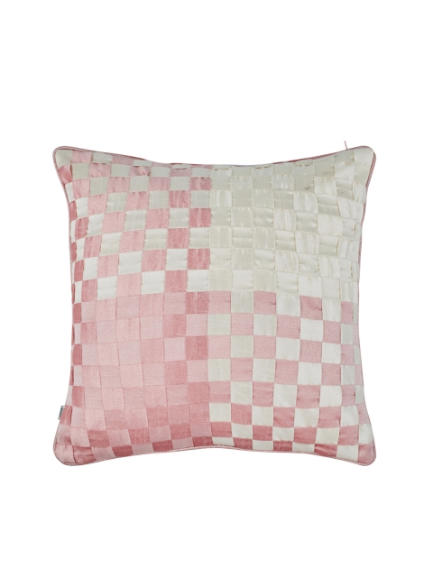 

Living Essence Pink & Cream-Coloured Single Self Design Square Cushion Cover