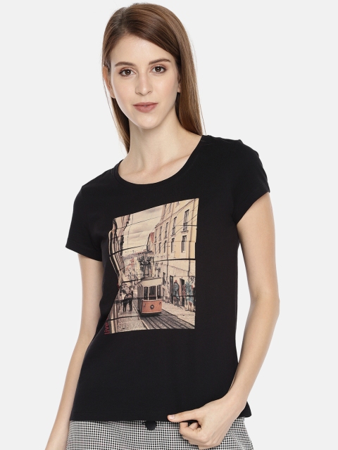 

Vero Moda Women Black Printed Round Neck T-shirt