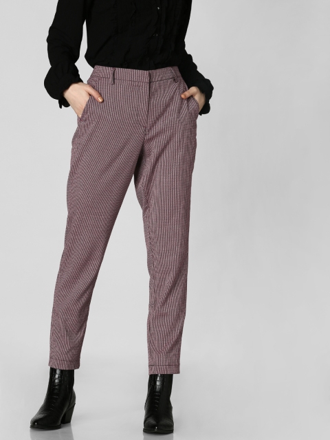 

Vero Moda Women Pink & Black Regular Fit Self Design Regular Trousers