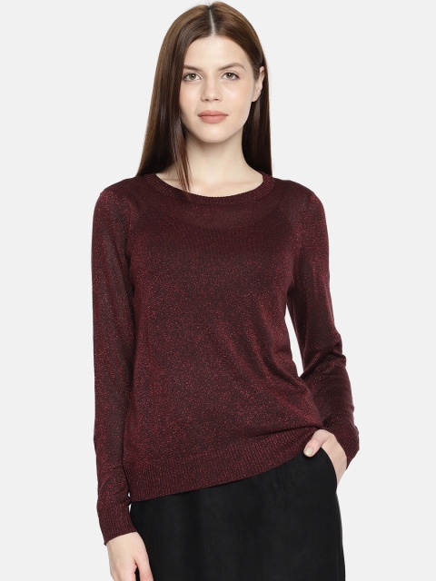 

Vero Moda Women Burgundy Solid Lightweight Sweater