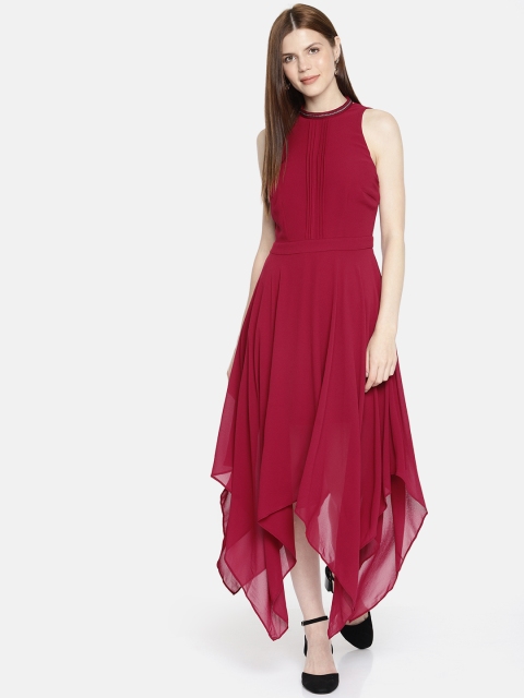 

Vero Moda Women Solid Maroon Fit and Flare Dress