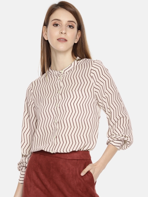 

Vero Moda Women Off-White & Maroon Regular Fit Printed Casual Shirt