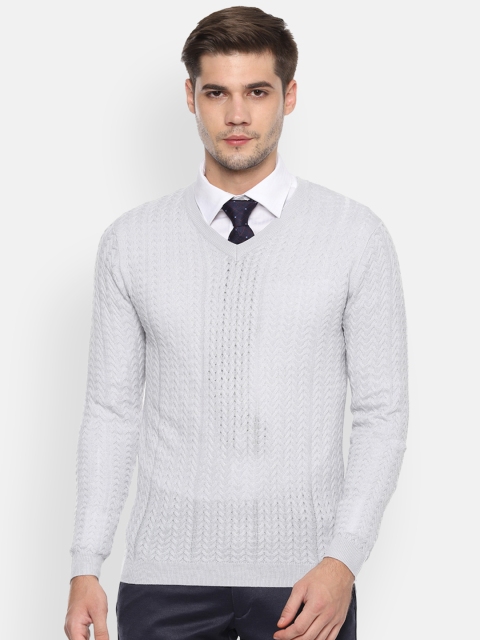 

Van Heusen Men Grey Solid Sweater