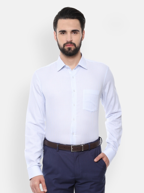 

Van Heusen Men White & Blue Slim Fit Striped Formal Shirt