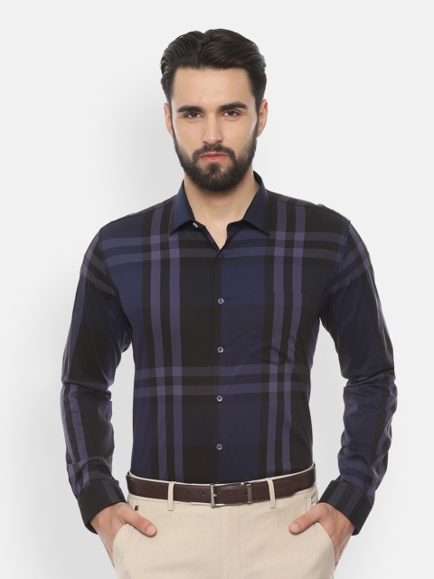 

Van Heusen Men Purple & Black Slim Fit Checked Formal Shirt