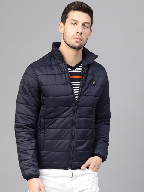 

Van Heusen Men Navy Blue Solid Padded Jacket