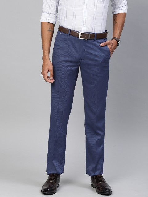 

Van Heusen Men Navy Blue Slim Fit Solid Formal Trousers