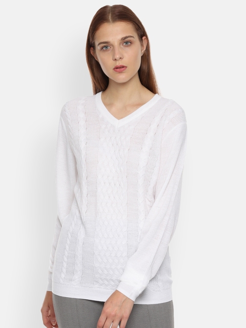 

Van Heusen Men White Self Design Sweater