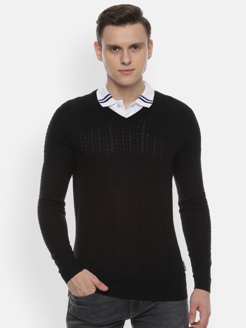 

Van Heusen Men Black Self Design Sweater