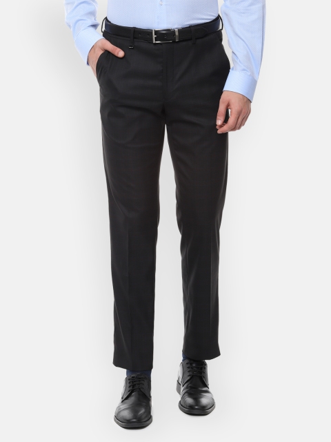 

Van Heusen Men Black Slim Fit Solid Regular Trousers