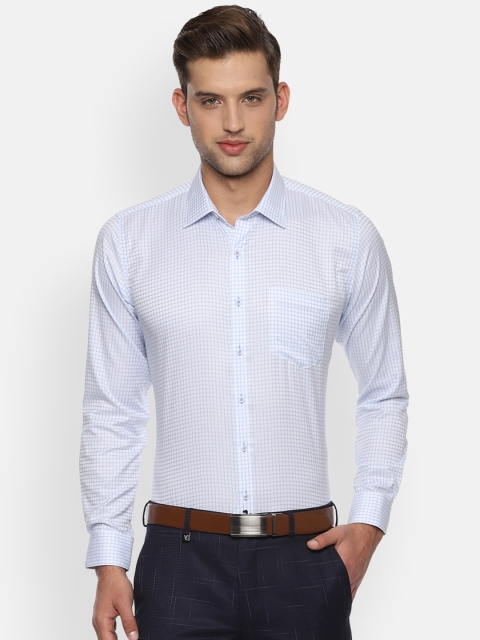 

Van Heusen Men Blue & White Slim Fit Checked Casual Shirt