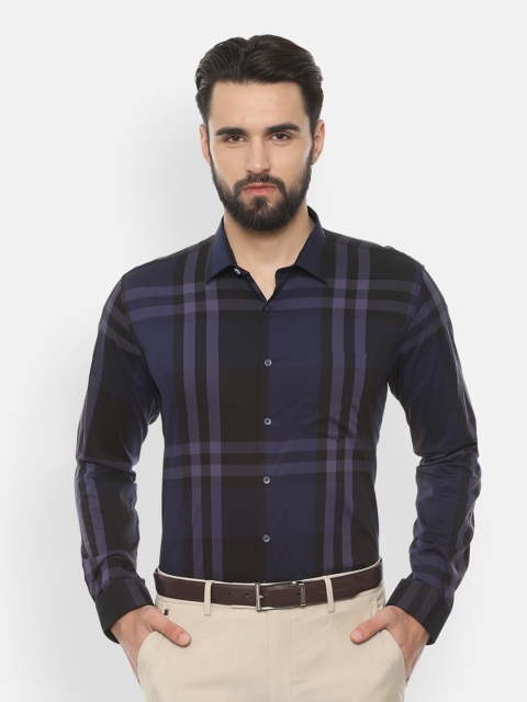 

Van Heusen Men Purple & Black Slim Fit Checked Formal Shirt