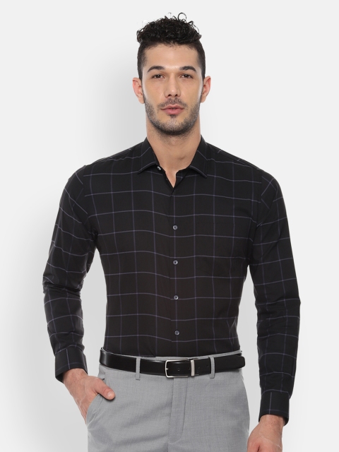 

Van Heusen Men Black & Blue Slim Fit Checked Formal Shirt