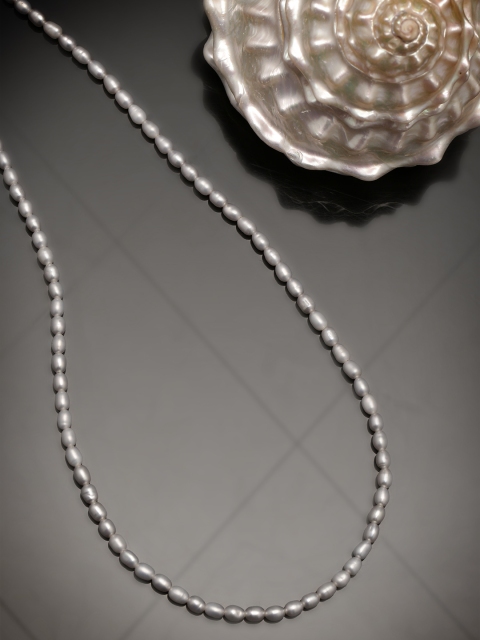 

Sepia Women Grey Rice Shaped Fresh Water Pearls Necklace