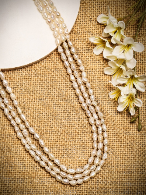 

Sepia Women Off-White Triple Line Layered Necklace