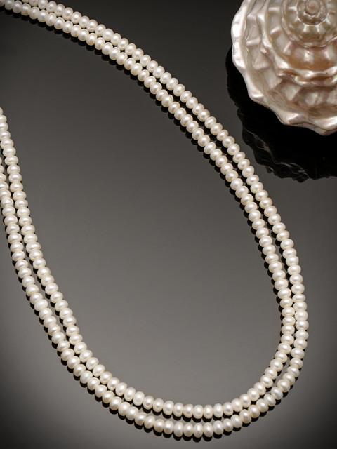 

Sepia Women White Double Layered Pearl Silver Necklace