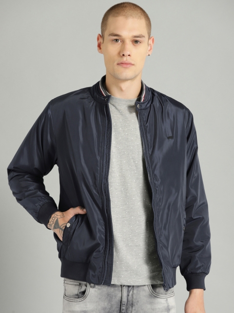 

Roadster Men Navy Blue Solid Bomber Jacket