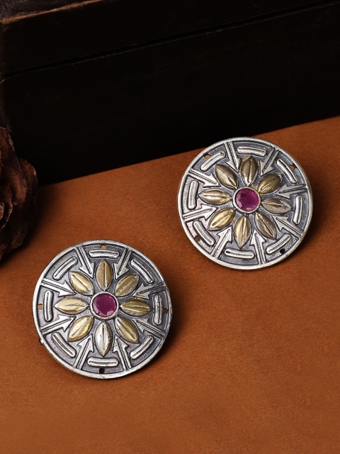 

Rubans Silver-Plated & Gold-Toned Oxidised Classic Studs