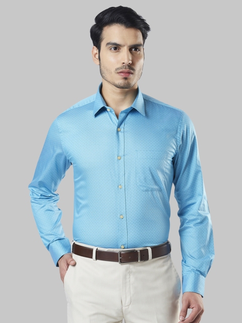 

Raymond Men Blue Regular Fit Self Design Casual Shirt