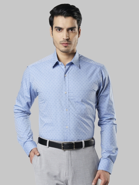

Raymond Men Blue Slim Fit Self Design Formal Shirt
