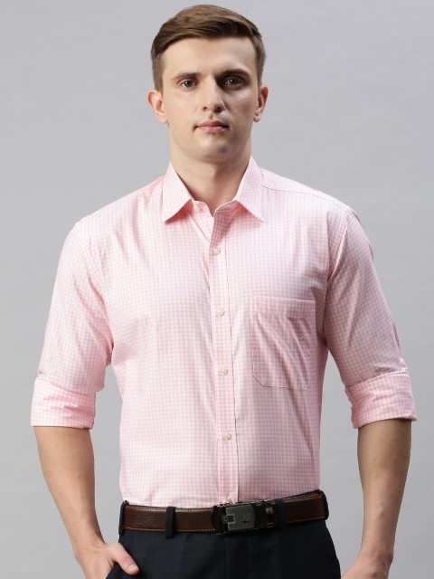 

Raymond Men Coral Regular Fit Checked Casual Shirt