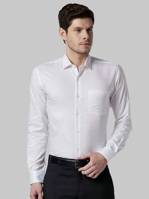 

Park Avenue Men White Slim Fit Checked Casual Shirt