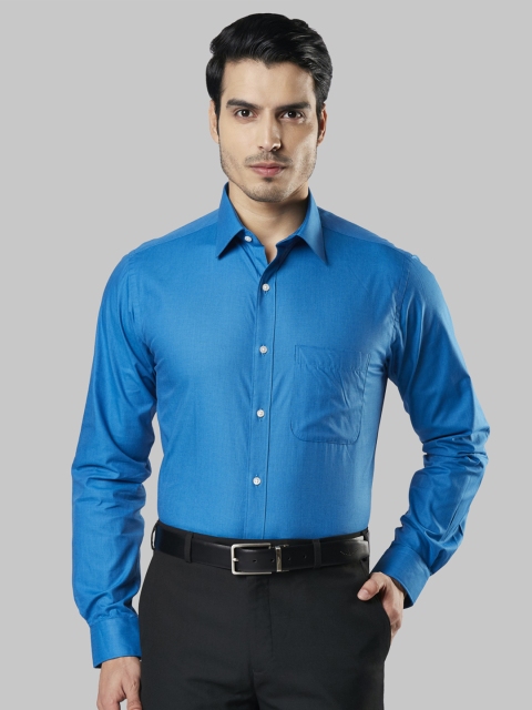 

Raymond Men Blue Slim Fit Solid Party Shirt