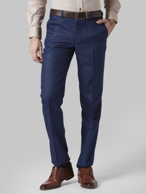 

Park Avenue Men Blue Super Slim Fit Self Design Formal Trousers