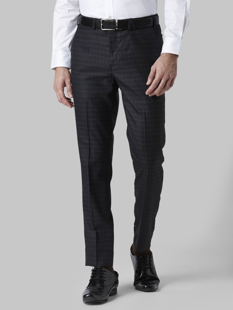 

Park Avenue Men Black Regular Fit Checked Formal Trousers