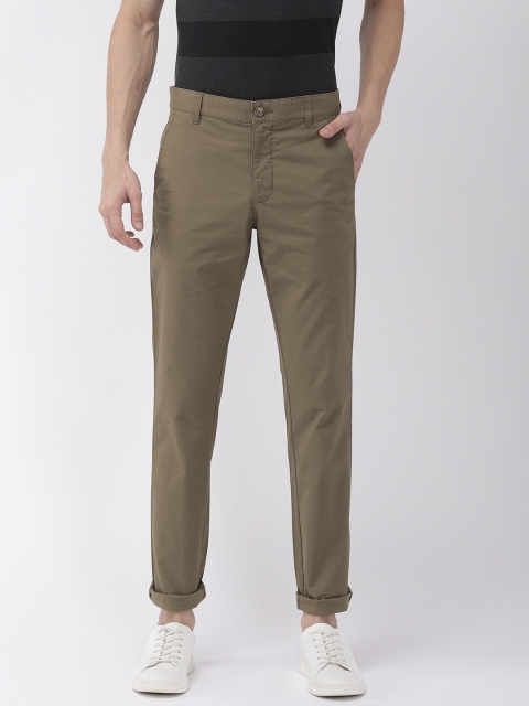 

Park Avenue Men Olive Green Neo Fit Solid Regular Trousers