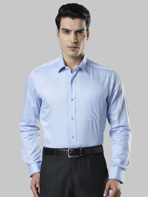 

Raymond Men Blue Regular Fit Self Design Formal Shirt