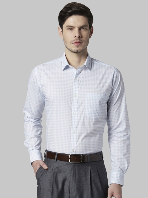 

Park Avenue Men Blue & Off-White Slim Fit Checked Formal Shirt