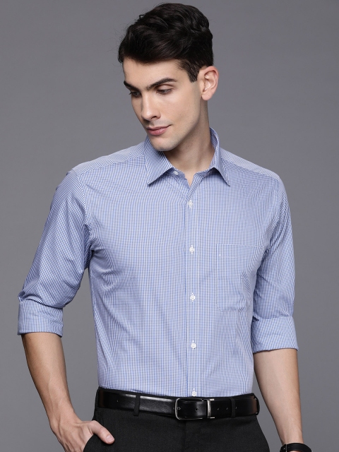 

Raymond Men Blue & White Slim Fit Checked Formal Shirt