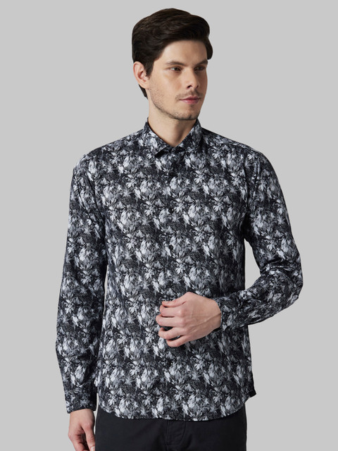 

Park Avenue Men Black & Grey Slim Fit Floral Printed Casual Shirt