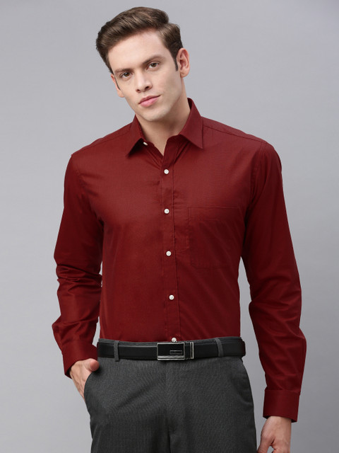 

Raymond Men Burgundy Slim Fit Solid Formal Shirt