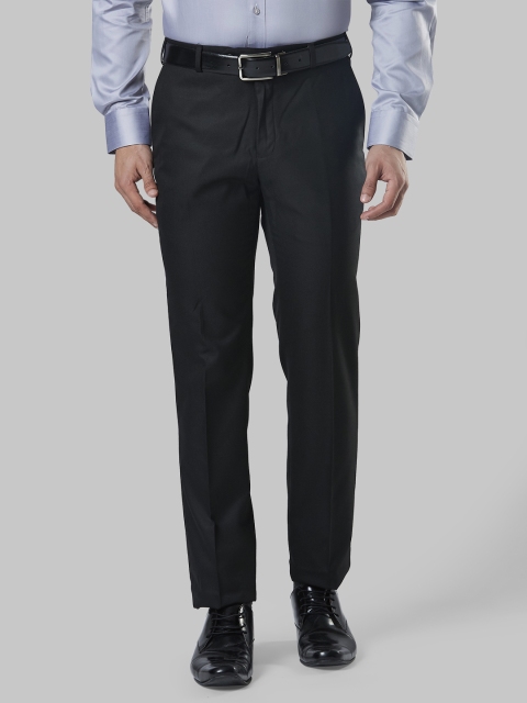 

Raymond Men Black Slim Fit Self Design Formal Trousers