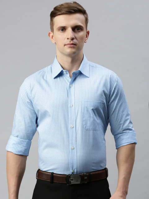 

Raymond Men Blue & White Contemporary Fit Checked Semi-Formal Shirt