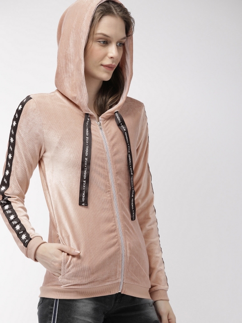 

FOREVER 21 Kendall + Kylie Women Peach-Coloured Solid Hooded Sweatshirt
