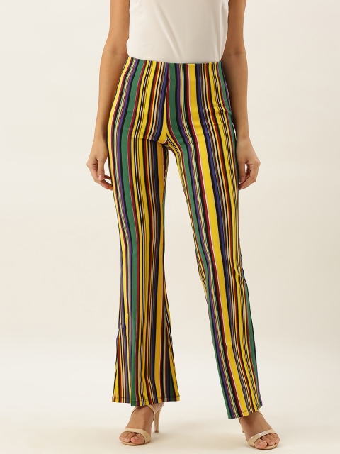 

FOREVER 21 Women Multicoloured Regular Fit Striped Regular Trousers, Multi