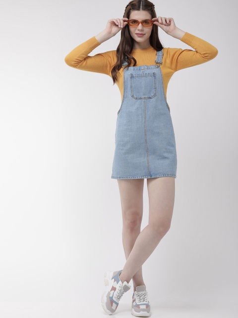 

FOREVER 21 Women Blue Denim Pinafore Dress