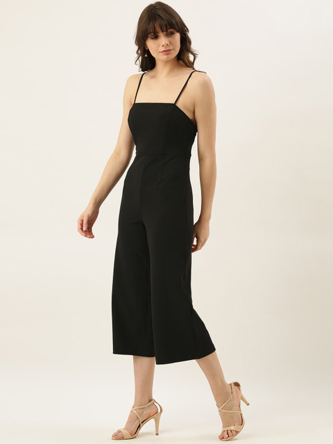 

FOREVER 21 Women Black Solid Culotte Jumpsuit