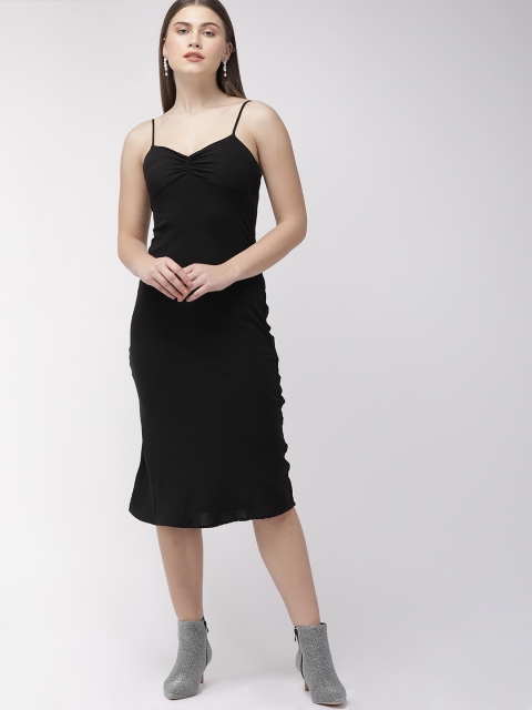 

FOREVER 21 Women Black Solid Sheath Dress