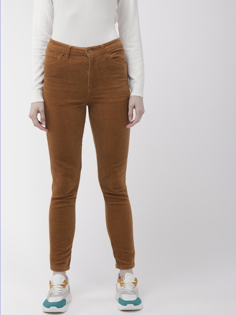 

FOREVER 21 Women Camel Brown Regular Fit Corduroy Solid Regular Trousers