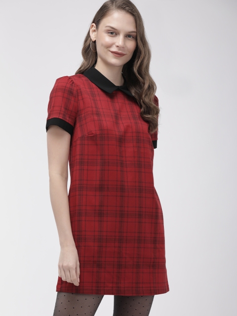 

FOREVER 21 Women Red Checked Sheath Dress