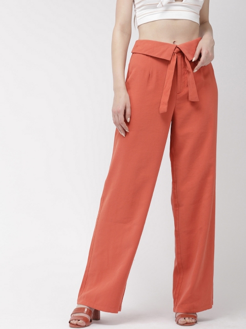 

FOREVER 21 Women Red Regular Fit Solid Parallel Trousers