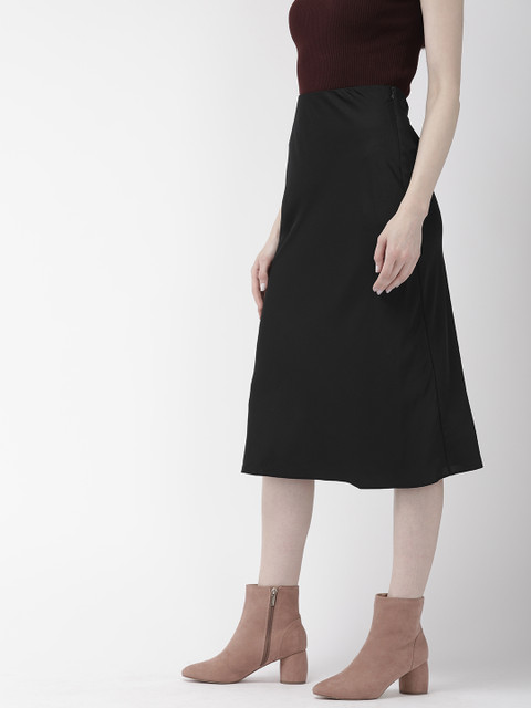 

FOREVER 21 Women Black Solid A-Line Skirt