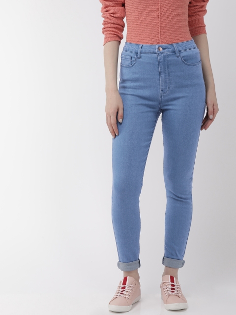 

FOREVER 21 Women Blue Regular Fit Mid-Rise Clean Look Stretchable Jeans