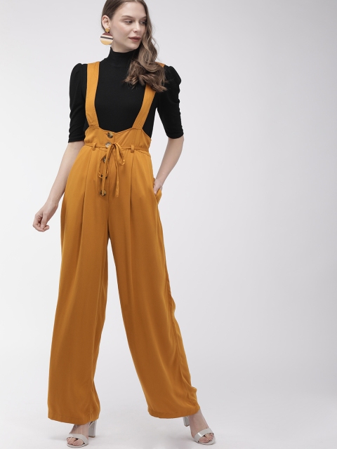 

FOREVER 21 Women Mustard Yellow Solid Basic Jumpsuit