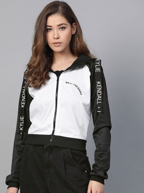 

FOREVER 21 Women White Solid Hooded Sweatshirt