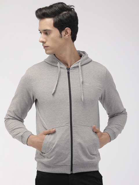 

Park Avenue Men Grey Solid Slim Fit Hooded Sweatshirt